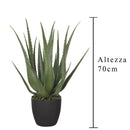 Aloe Artificiale con Vaso, 24 Foglie Altezza 70 cm Verde