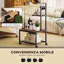 Carrello Porta Stampante a 4 Livelli 55x37.5x100 cm con Prese di Corrente Telaio in Metallo Marrone  