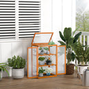 Mini Serra da Giardino 58x44x78 cm 3 Ripiani in Legno e Policarbonato Arancione