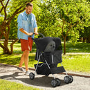Passeggino per Cani Pieghevole 75x45x97 cm Peso Max 10 kg con Cestino e Portabicchiere Nero 