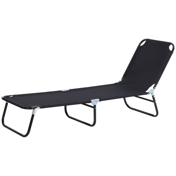 acquista Lettino Prendisole da Giardino Pieghevole 188x56x28cm in Acciaio e tessuto Oxford Nero