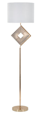 Lampada da Terra Move Ø40x161 cm in Ferro e Tessuto Oro e Bianco      