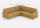 Divano Angolare 5 Posti 221x221x85 cm Karay in Tessuto Ocra