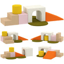 Set 8 Costruzioni Morbide per Bambini 0-3 Anni in Velluto e Schiuma PU Arancione      