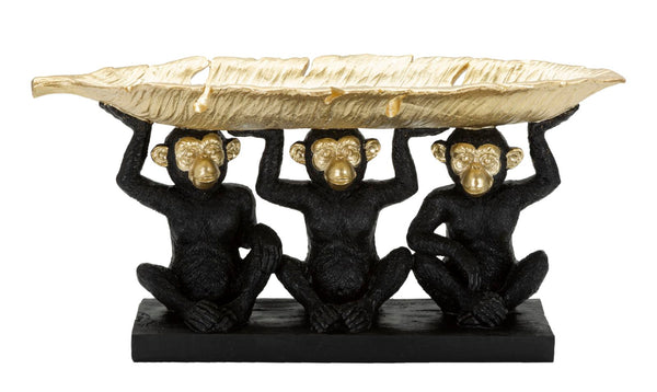 acquista Scimmie Svuota Tasche 43x20x15,7 cm in Poliresina Nero/Oro
