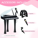 Mini Pianoforte Giocattolo per Bambini a 32 Tasti con Sgabello Microfono Musiche Luci e Gambe Rimovibili Nero