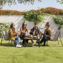 Set Salotto da Giardino 4 Posti Tavolino con Top in Vetro Nero e Argento Saint Tropez      
