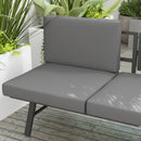 Divano da Giardino 3 in 1 180x63.5x68 cm Reclinabile su 5 Posizioni con Tavolino Estraibile Grigio   