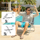 Sedia a Sdraio 62x68x79 cm Reclinabile a 6 Livelli con Tettuccio e Poggiatesta, in Alluminio e Rete Grigio      