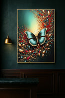 Stampa Decorata su Tela Laccata con Cornice Butterly 70x4x100 cm in Abete e Tela e Plastica      
