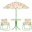 Set da Giardino per Bambini 2-5 Anni con Tavolino 2 Sedie e un Ombrellone Verde    