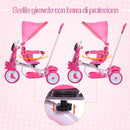 Triciclo Passeggino con Seggiolino Reversibile per Bambini Rosa