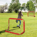 Set 2 Porte da Calcio Pieghevole da Esterno con 4 Picchetti 90x36x60 cm in Acciaio e Tetrolon Rosso