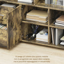 Mobile Porta Stampante 100x35x65 cm a Rotelle con 2 Cassetti 3 Ripiani e 2 Armadietti in Legno Marrone      