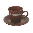 Set 6 Tazzine da Caffè con Piattino e Stand Ø6x6 cm in Gres VdE Tivoli 1996 Shades of chocolat