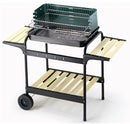 Barbecue a Carbone Griglia 58x38 cm  Ompagrill 70501 Ripiani in Legno e Struttura in Acciaio Verniciato Nero