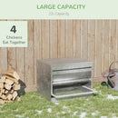 Mangiatoia per Galline 51x38x40,5 cm in Metallo Zincato e Acciaio Inossidabile Argento