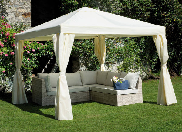 online Gazebo da Giardino 3x3m in Ferro Tessuto Poliestere Vorghini Ecrù