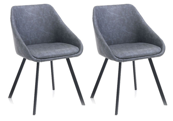 online Set 2 Sedie 51x44x77 cm in Similpelle Grigio
