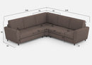 Divano Angolare 5 Posti 248x248x85 cm Yasel in Tessuto Talpa