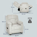 Poltrona Reclinabile 150° con Poggiapiedi Telecomando e Tasca Laterale 96x90x103 cm Effetto Velluto Beige      