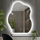 Specchio Forma Ondulata da Parete 50x70cm con LED 3 Colori Accensione Touch      