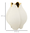 Vaso Ceramica Potter Ø23x27,5 cm in Ceramica Bianco e Oro      