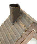 Lanterne Home Flower Coppia 18x13x36 cm in Legno e Vetro Marrone e Grigio e Verde      
