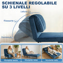 Poltrona Letto Pieghevole 88x92x88 cm Trasformabile con Schienale Regolabile in Velluto Blu      