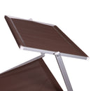 Lettino Mare con Parasole Richiudibile 181x71,5x38,5 cm in Alluminio PVC e Poliestere Marrone Riccione      