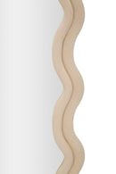 Specchio da Muro Emily Velluto Crema 60x6x160 cm in MDF e Poliestere e Specchio Crema      