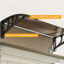 Pensilina da Esterni Impermeabile e Anti-UV 75x120x23 cm in PC PP e Alluminio Marrone e Nero      