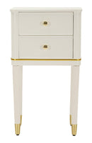 Comodino Camille Bianco 40x30x71 cm in Pino e MDF e Ferro      