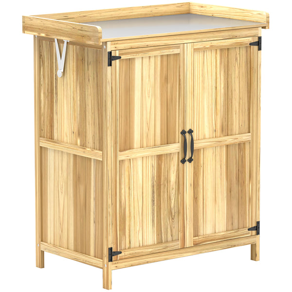 online Armadietto da Esterno 74x43x88 cm Capanno Porta Attrezzi con Mensola con 2 Ante in Legno Color Legno