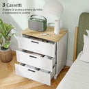 Cassettiera 3 Cassetti Moderna 60x38x71 cm in Legno Bianca e color Legno      
