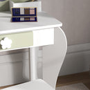 Set Toeletta per Bambina con Specchio Trucco in Acrilico e Sgabello Abbinato in MDF Bianco      
