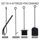 Portalegna per Camino 84x33x76 cm con Accessori in Metallo Nero