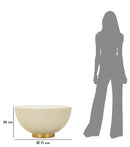 Tavolino da Caffè Elge Ø71x38 cm in Ferro e Ceramica e Poliestere Crema e Oro e Bianco      