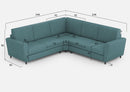 Divano Angolare 5 Posti 248x248x85 cm Yasel in Tessuto Petrolio