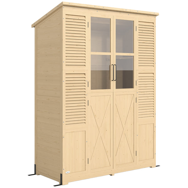 acquista Armadio da Giardino Walk-in 147x68x198 cm con Pavimento e 4 Finestre in Legno di Abete