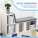 Libreria Moderna 108x30x60 cm a 5 Ripiani Aperti con 2 Cuscini in Legno Grigio      