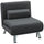 Poltrona Letto Singolo 3 in 1 75x70x75 cm in Tessuto Effetto Lino Grigio Scuro