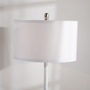 Lampada da Terra a Piantana Ø40x163 cm con 2 Mensole e Paralume in Tessuto Bianco