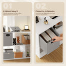 Scrivania Angolare Moderna 110x100x75 cm con Scaffale e Cassetto in Tessuto Bianco      