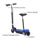 Monopattino Elettrico per Bambini 120W Pieghevole con Sella Blu 