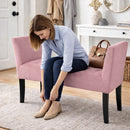 Panca Fondoletto Ingresso 111x40x60 cm con Piedi in Legno e Rivestimento Velluto Rosa     