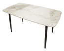 Tavolo da Pranzo Josh 138x78x76 cm in Metallo e Ceramica Nero e Bianco      