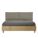 Letto Matrimoniale con Alzata Comoda Struttura Quercia con Cuscini in Similpelle Antea Cappuccino Varie Misure