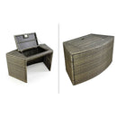 Vasca Idromassaggio Piscina Spa Ottavia Completa Set 5 Mobili 305x249x70 cm in PVC e Rattan Grigio e Marrone
