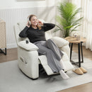 Poltrona Reclinabile 150° con Poggiapiedi Telecomando e Tasca Laterale 96x90x103 cm Effetto Velluto Beige      